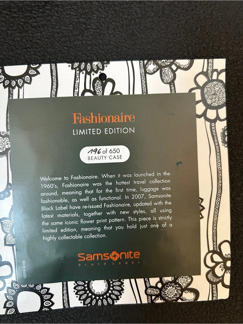 Samsonite Black Label Fashionaire Ltd Edition Beauty Case #196/650 w/ Certificat